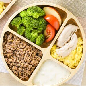 Bamboo Dish Healthy Separation Plate Lunch Dinner Plate Dish Cereal Vegetables